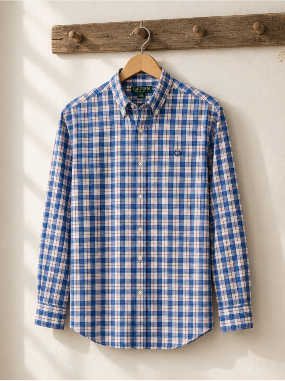 Polo Ralph Lauren Mens Classic Fit Gingham Oxford Shirt ~ Size S ~ Blue/Pink